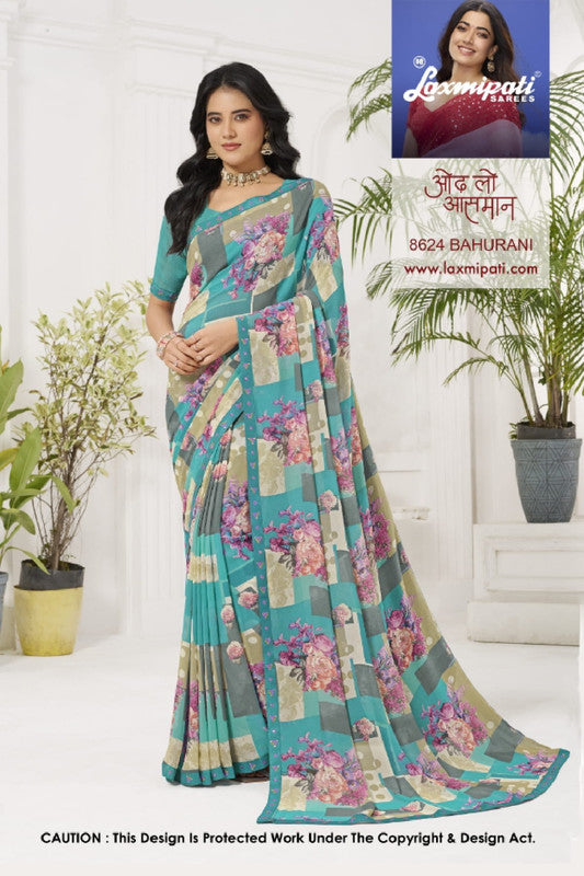 Laxmipati Radha Rani 8624 - Sky Blue Georgette Drape By Sanskar Sarees