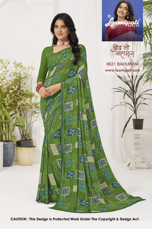 Laxmipati Radha Rani 8631 - Green Georgette Drape By Sanskar Sarees