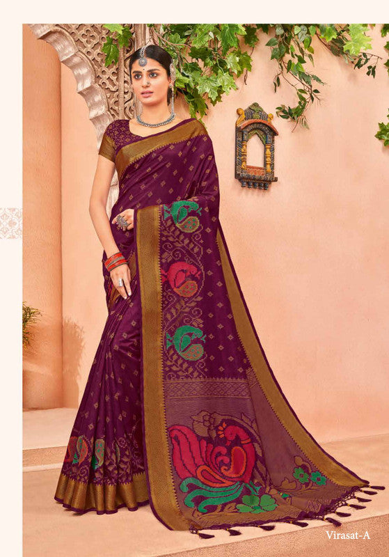 Rajguru Virasat Rg-A Purple Tassal Silk Saree