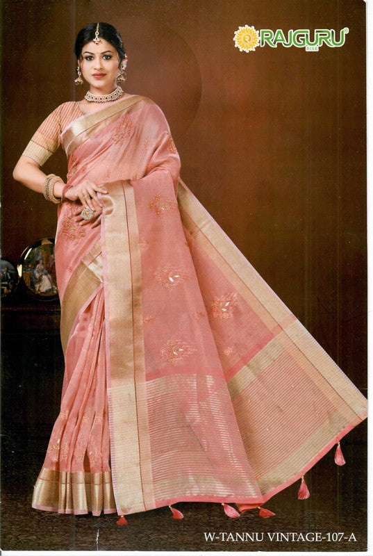 Rajguru Tannu-107 Rg-A Pink Cotton Silk Saree