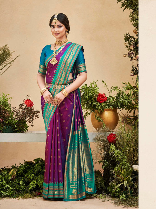 Shangrila Kattan Silk A Purple Silk Saree