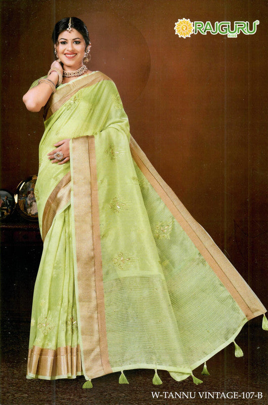 Rajguru Tannu-107 Rg-B Green Cotton Silk Saree