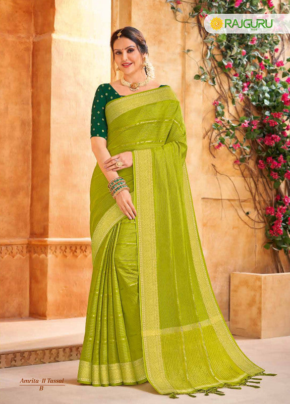 Rajguru Amrita-11 Rg-B Green Tassal Silk Saree