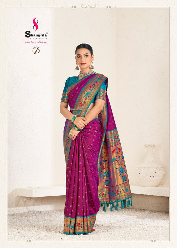 Shangrila Muniya Paithani-3 B Purple Soft Satin Silk Saree