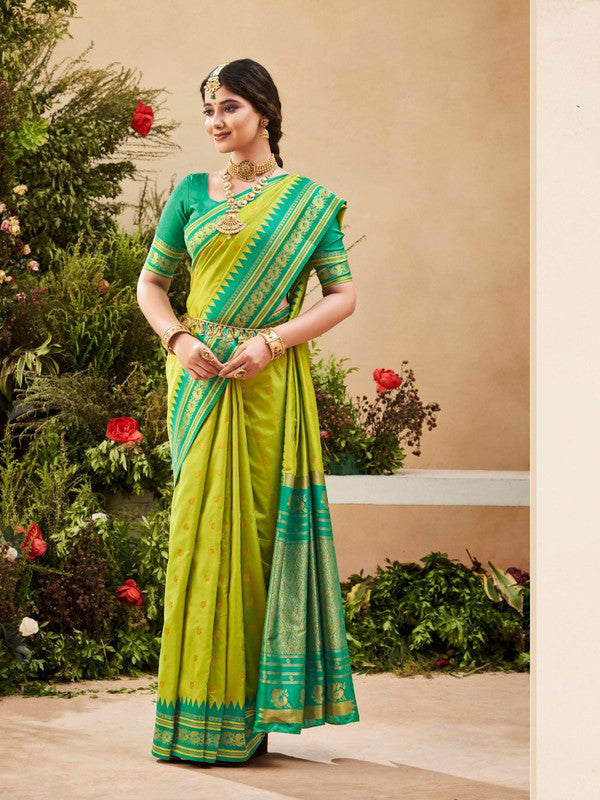 Shangrila Kattan Silk C Green Silk Saree