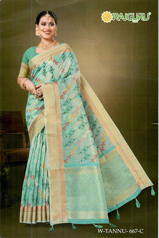 Rajguru Tannu-667 Rg-C Blue Cotton Silk Saree