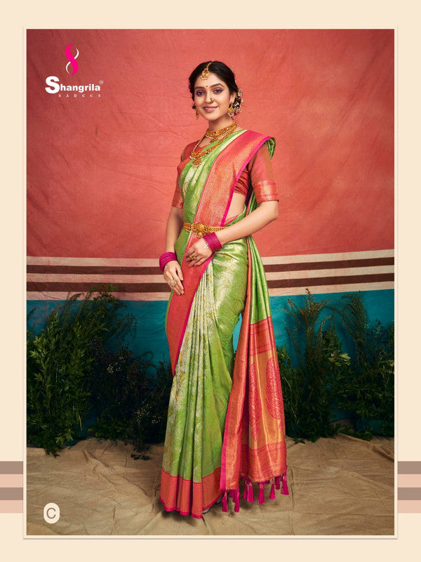 Shangrila Kanchipuram  C Green Silk Saree