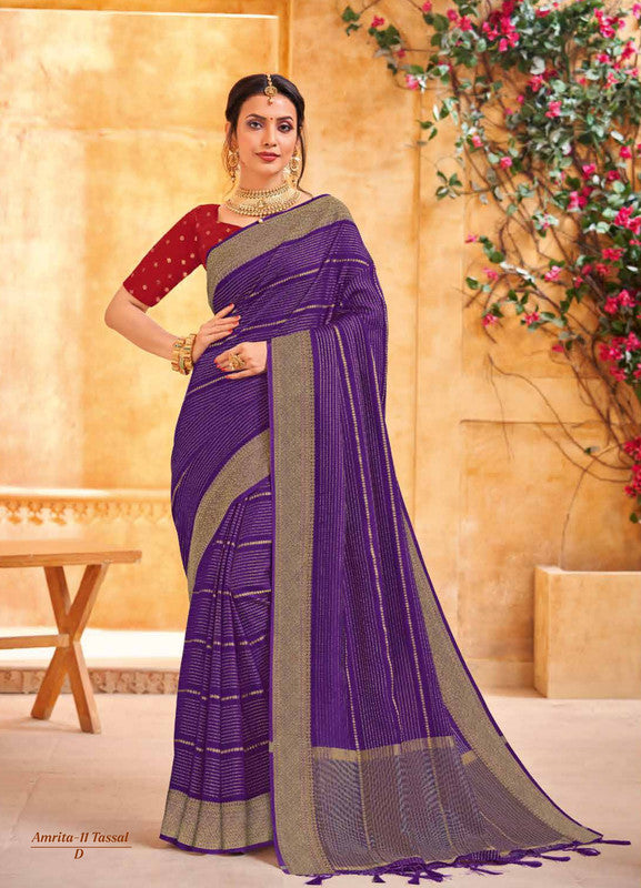 Rajguru Amrita-11 Rg-D Purple Tassal Silk Saree