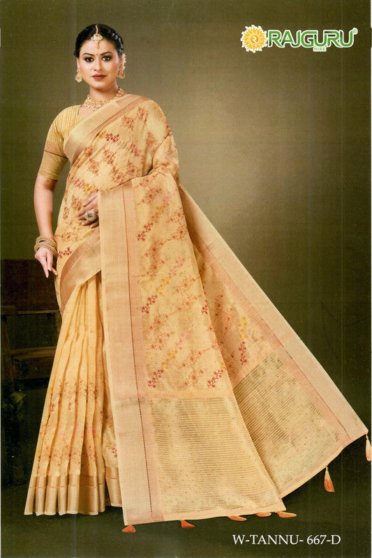 Rajguru Tannu-667 Rg-D Yellow Cotton Silk Saree