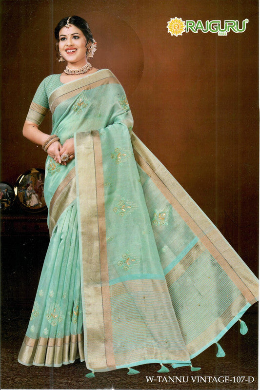 Rajguru Tannu-107 Rg-D Blue Cotton Silk Saree