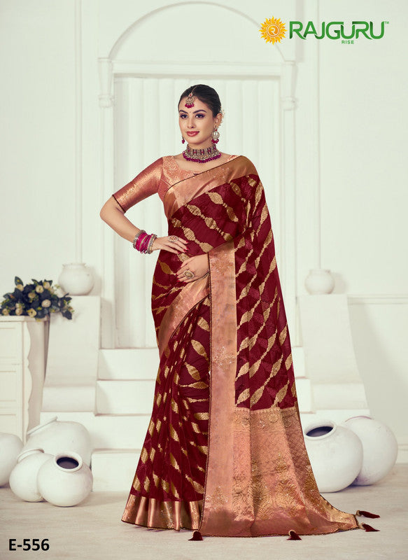 Rajguru Shiv Maya Rg-E556 Maroon Viscose Saree