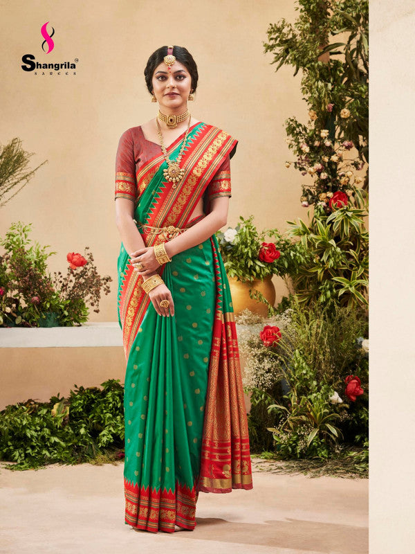 Shangrila Kattan Silk E Green Silk Saree