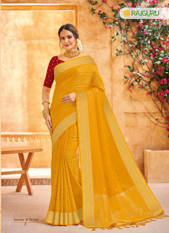 Rajguru Amrita-11 Rg-E Yellow Tassal Silk Saree