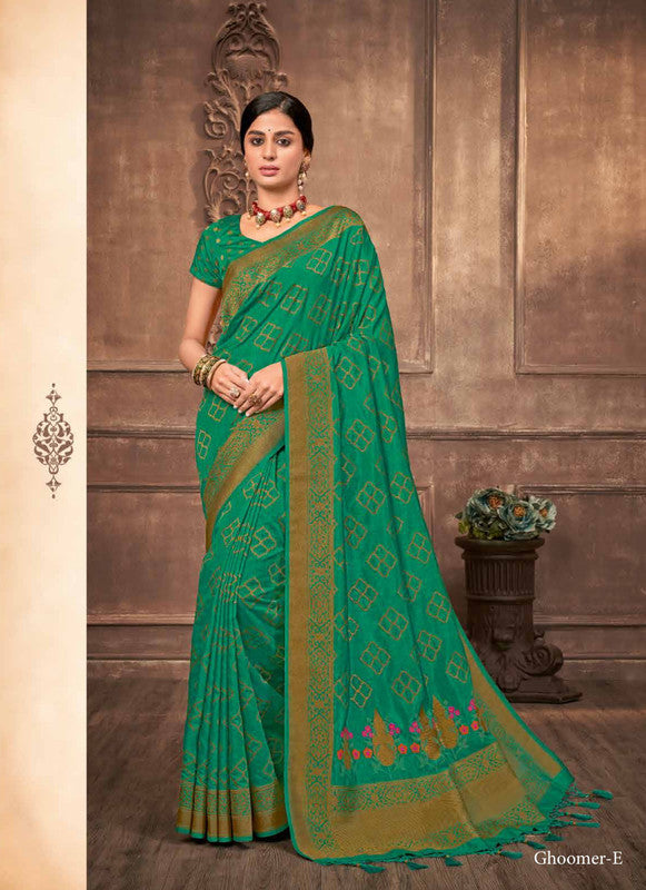 Rajguru Ghoomar Rg-E Green Cotton Silk Saree