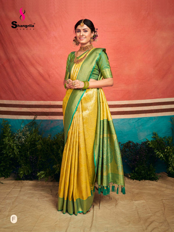 Shangrila Kanchipuram  F Yellow Silk Saree