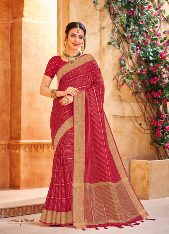 Rajguru Amrita-11 Rg-F Pink Tassal Silk Saree