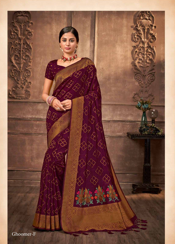 Rajguru Ghoomar Rg-F Purple Cotton Silk Saree