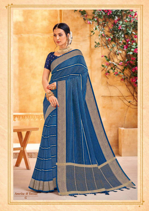 Rajguru Amrita-11 Rg-G Blue Tassal Silk Saree