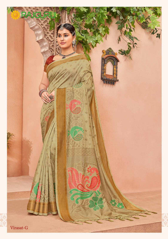 Rajguru Virasat Rg-G Beige Tassal Silk Saree