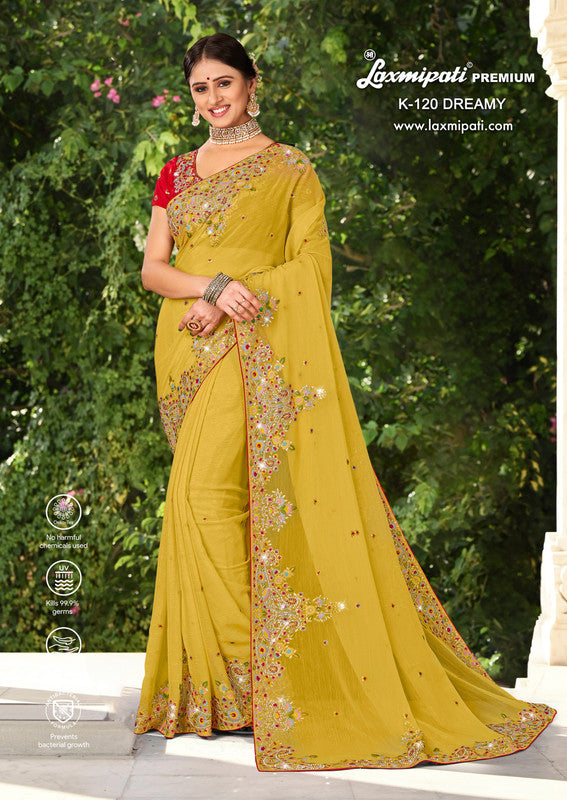 Laxmipati Dreamy K-120 Yellow Simer Saree