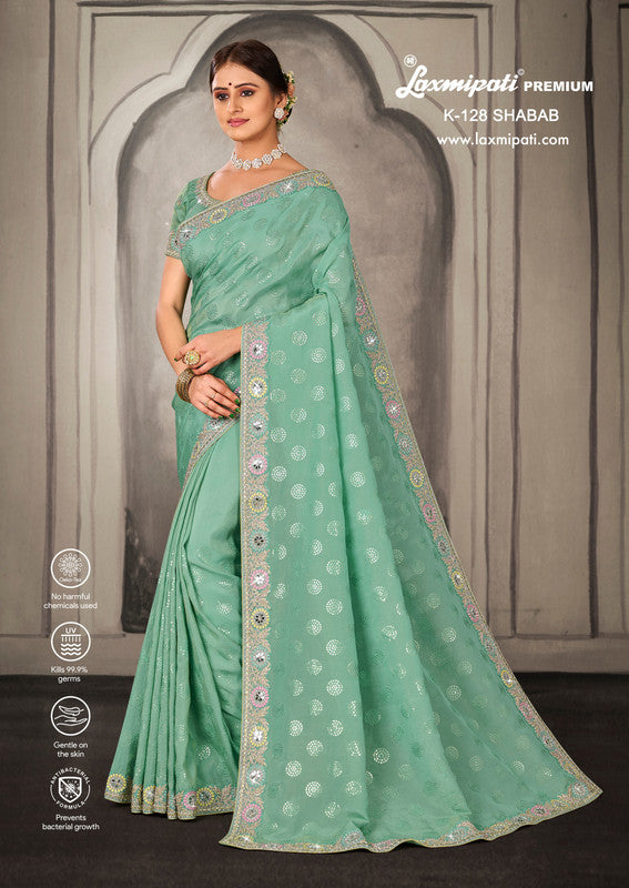 Laxmipati Shabab K-128 Green Shimmer Silk Saree