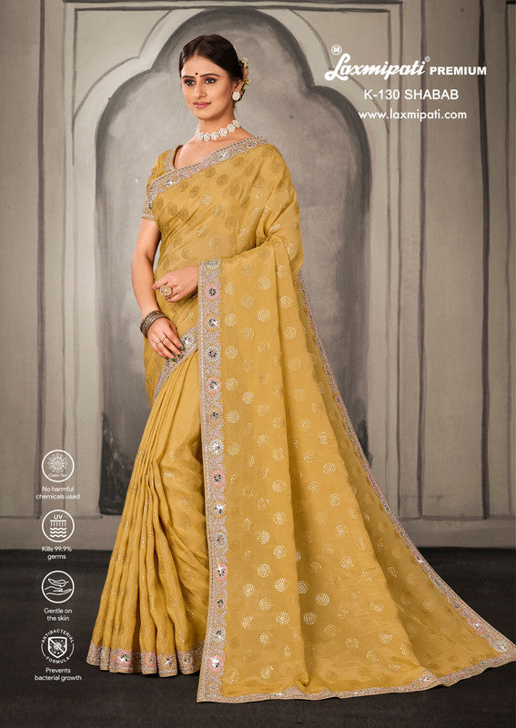 Laxmipati Shabab K-130 Yellow Shimmer Silk Saree