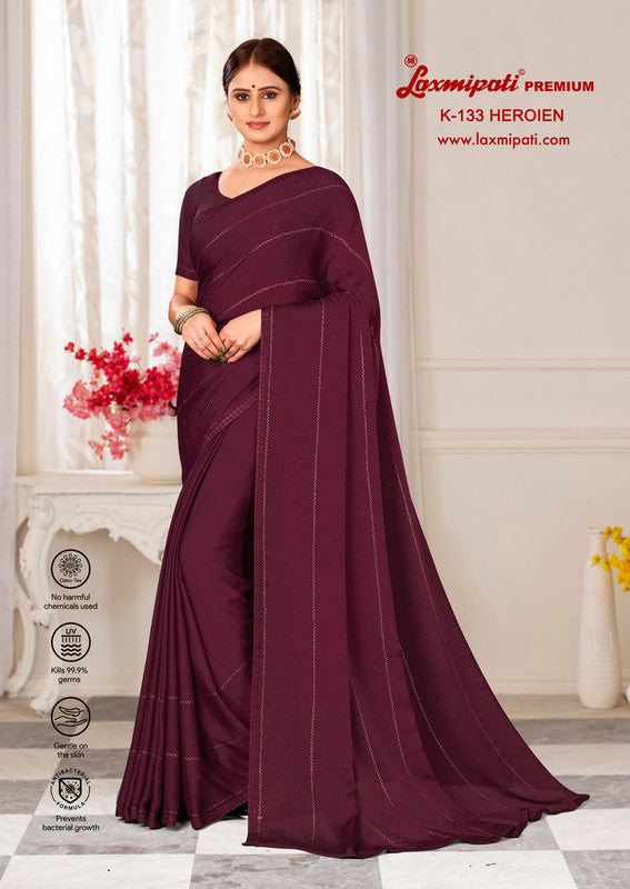 Laxmipati Heroine K-133 Maroon Silk Chiffon Saree