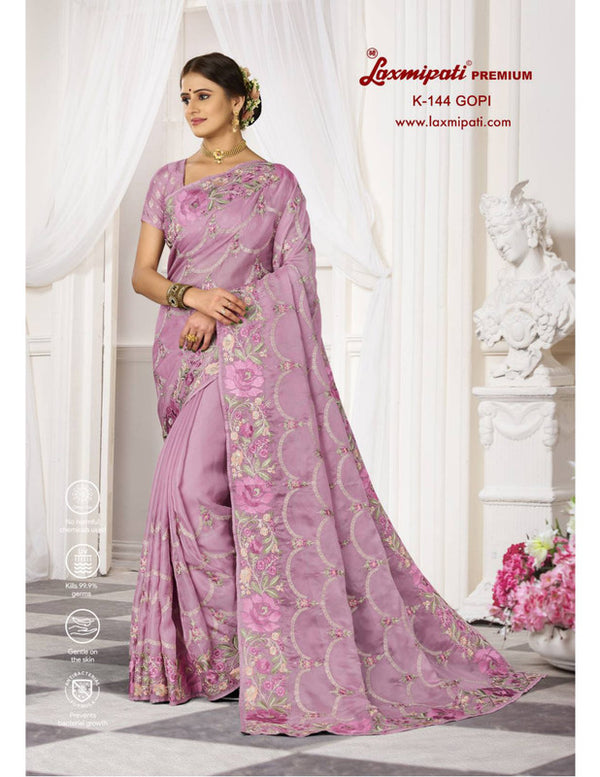 Laxmipati Gopi K-144 Purple Tissue Organza Saree