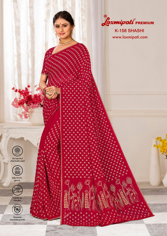 Laxmipati Shashi K-158 Red Chiffon Saree