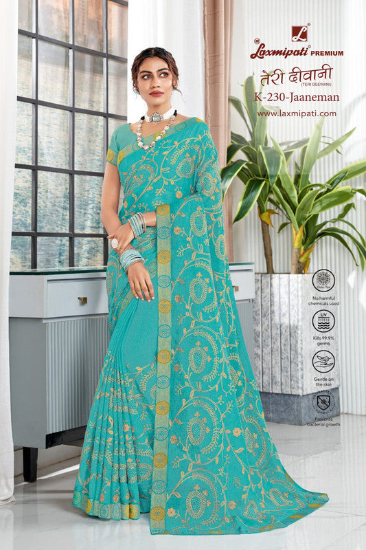 Laxmipati Teri Diwani K-230 Sky Blue Chiffon Saree