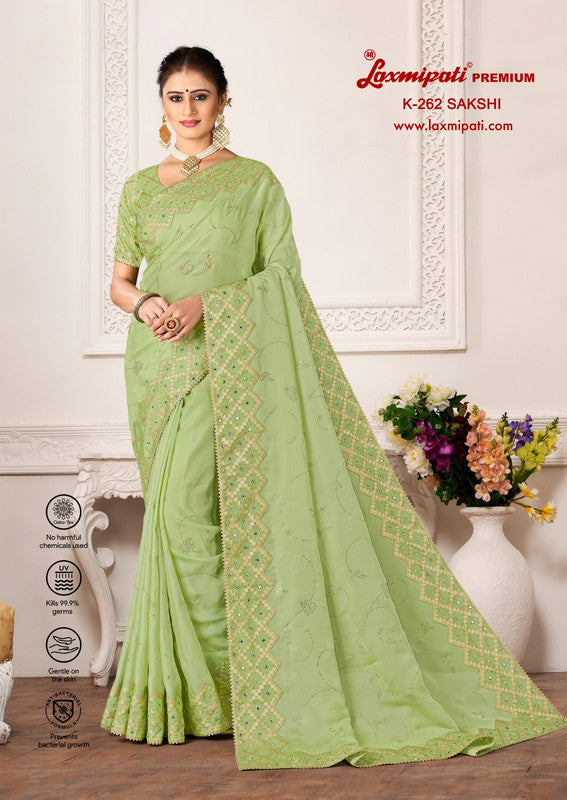 Laxmipati Sakshi K-262 Green Soft Organza Saree