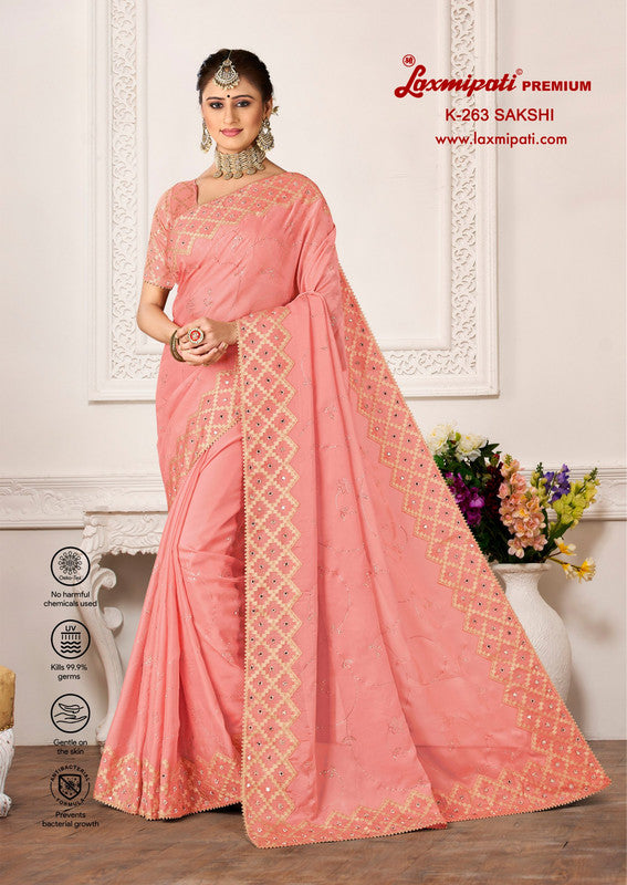 Laxmipati Sakshi K-263 Pink Soft Organza Saree