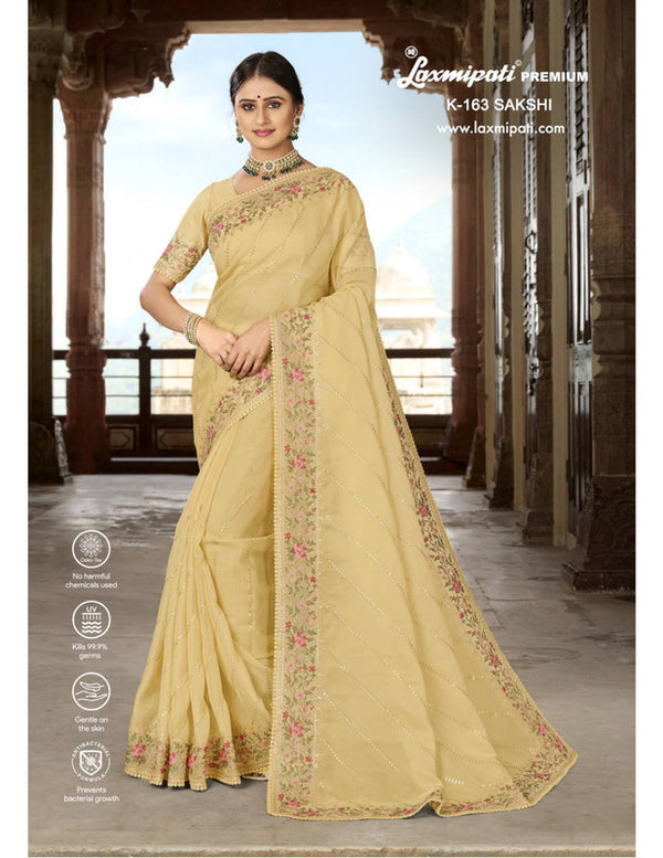 Laxmipati Sakshi-3 K-163 Yellow Organza Saree