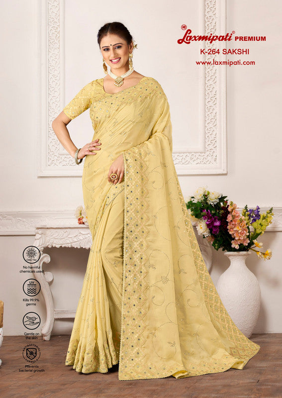 Laxmipati Sakshi K-264 Yellow Soft Organza Saree