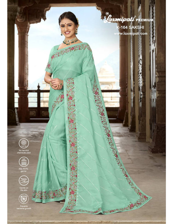 Laxmipati Sakshi-3 K-164 Blue Organza Saree