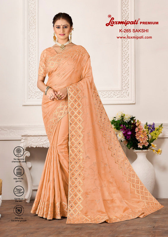 Laxmipati Sakshi K-265 Peach Soft Organza Saree