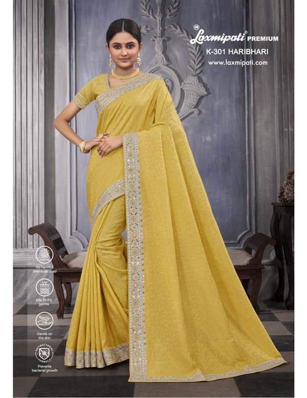 Laxmipati Haribhari K-301 Yellow Tissue Silk Saree