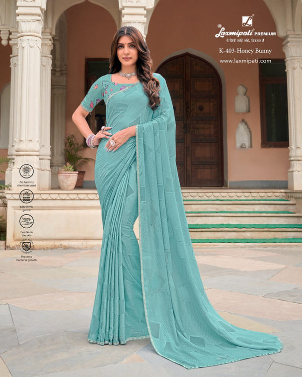 Laxmipati Honey Bunny-4 K-403 Blue Brasso Saree