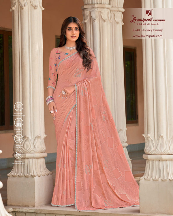 Laxmipati Honey Bunny-4 K-405 Peach Brasso Saree