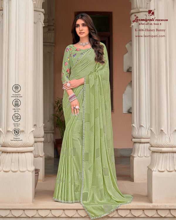 Laxmipati Honey Bunny-4 K-406 Green Brasso Saree