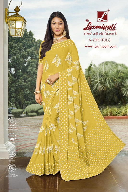 Laxmipati Niharika N-2009 Yellow Chiffon Saree