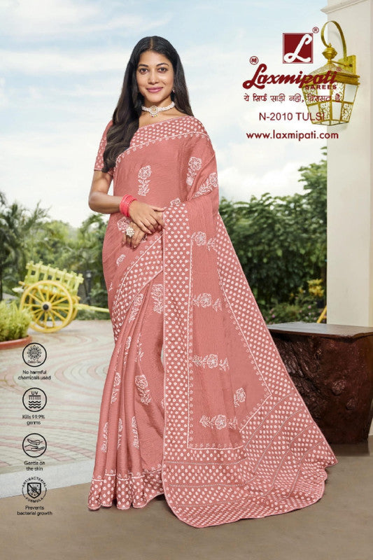 Laxmipati Niharika N-2010 Peach  Chiffon Saree