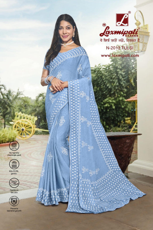 Laxmipati Niharika N-2013 Blue Chiffon Saree