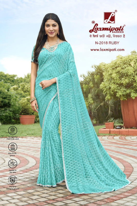 Laxmipati Piku N-2018 Blue Brasso Saree