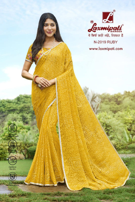 Laxmipati Piku N-2019 Yellow Brasso Saree