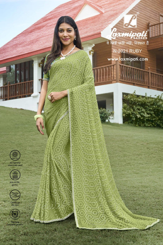 Laxmipati Piku N-2021 Green Brasso Saree