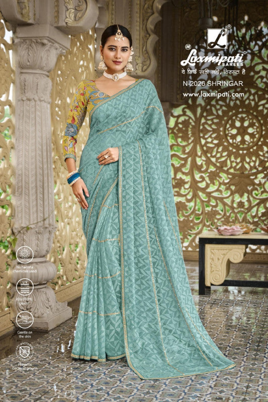 Laxmipati Barkha N-2026 Blue Brasso Saree