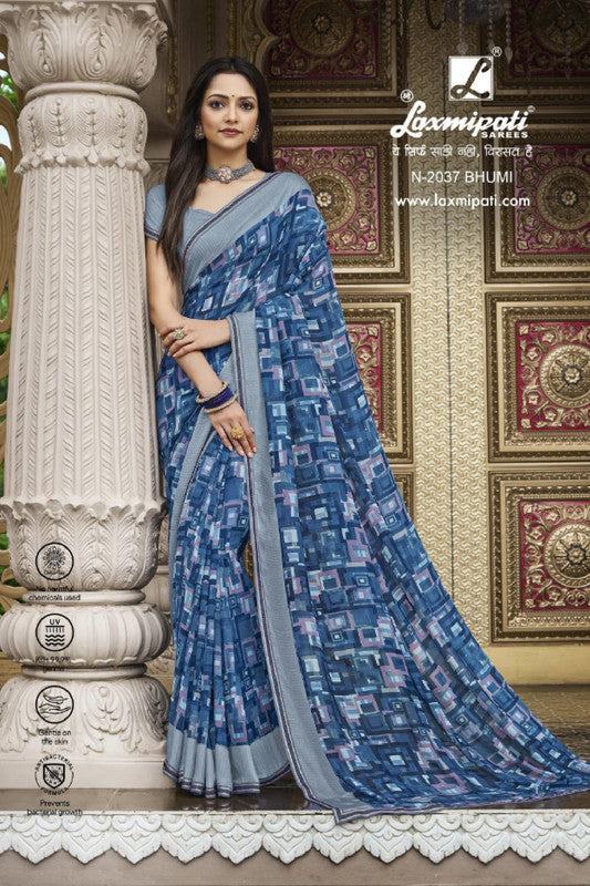 Laxmipati Barkha N-2037 Blue Georgette Saree