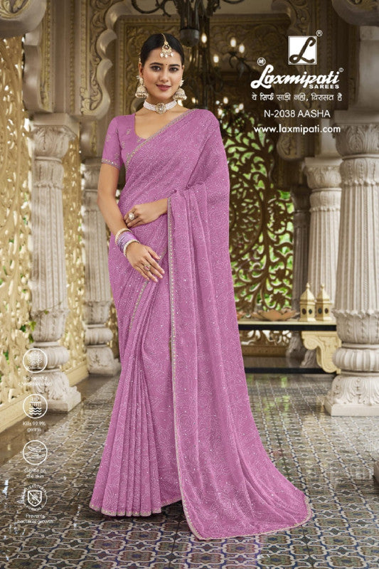 Laxmipati Barkha N-2038 Pink Chiffon Saree