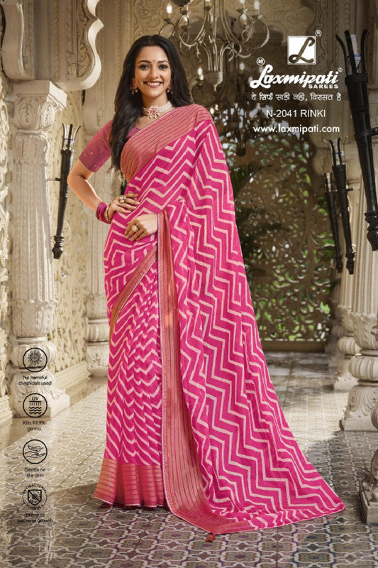 Laxmipati Barkha N-2041 Pink Chiffon Saree